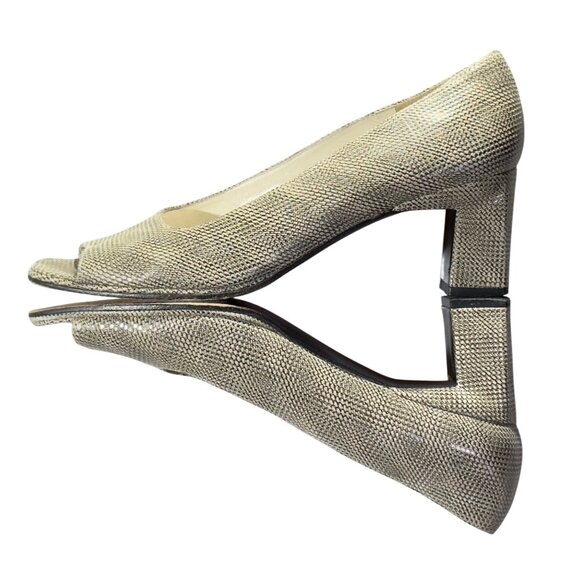 Stuart Weitzman Women's Beige Snakeskin Print Block Heel Shoes Size 9 AAAA - Picture 7 of 11